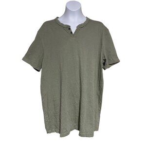 Lucky Brand Mens Venice Burnout Tee Notch Short Sleeve Henley Size M Green